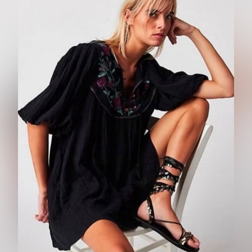Free People Rosa Linda Embroidered Mini Dress